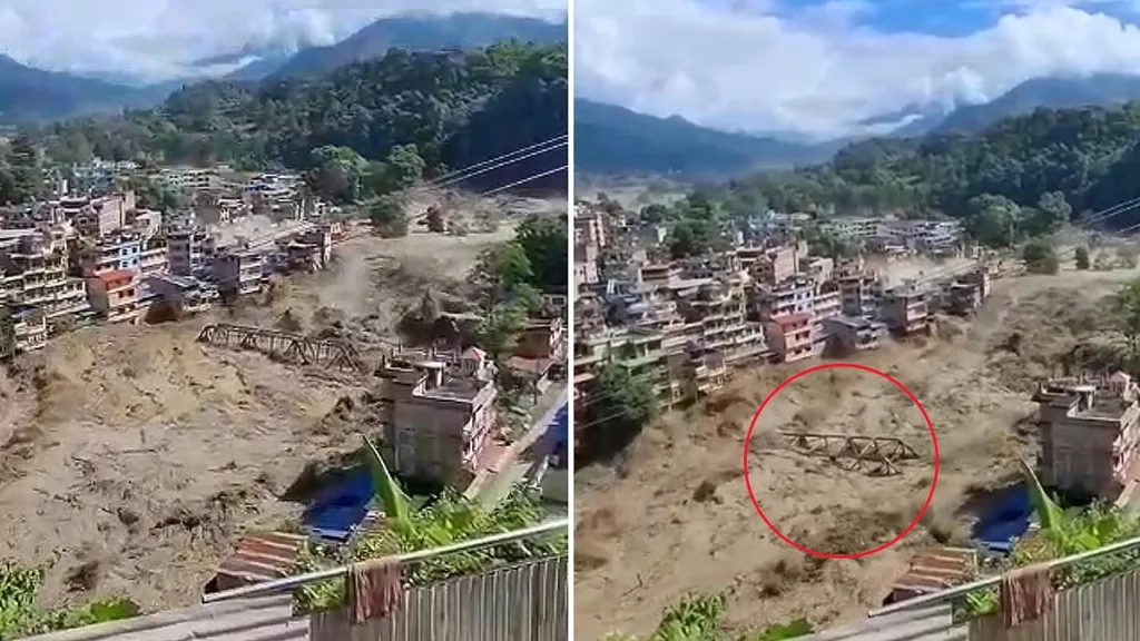 Raging waters, collapsing bridges and landslides reveal the deadly force of Himalayan floods.
