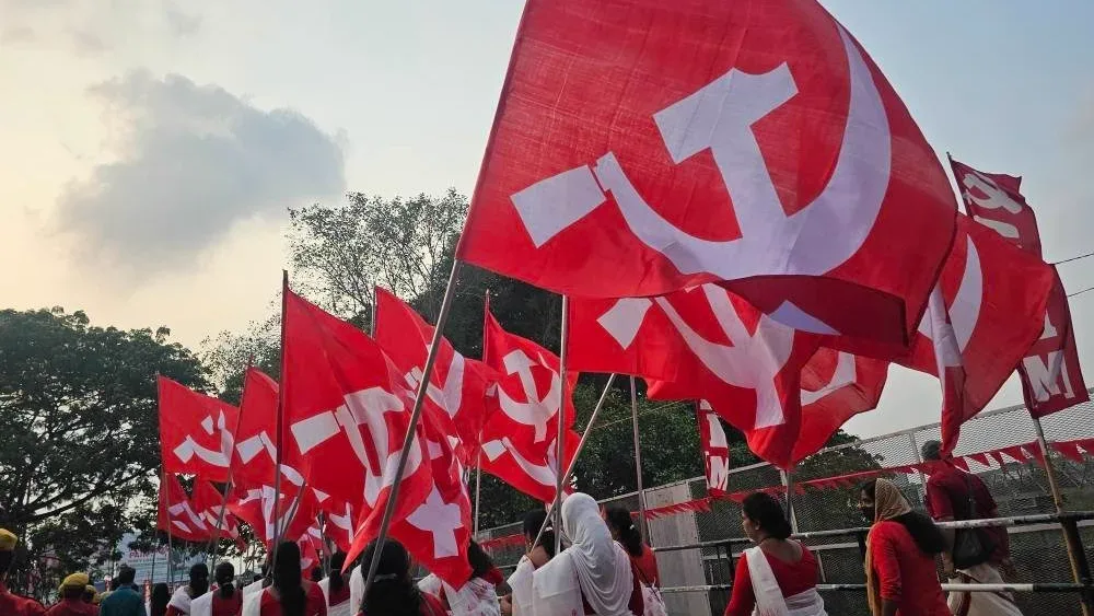 Communist party workers during a rally in Kolkata earlier this year