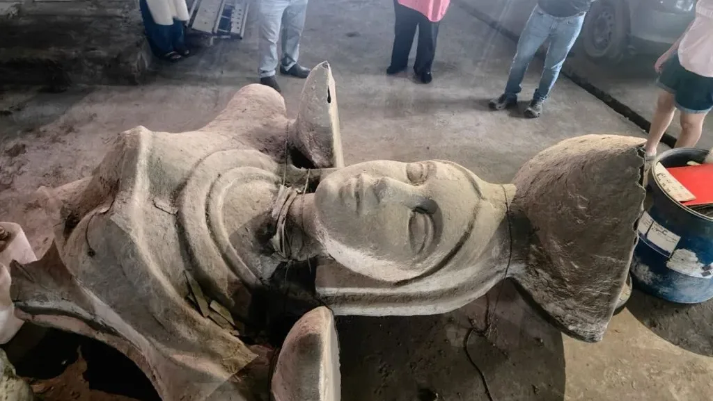 The recovered Paroma statue. 