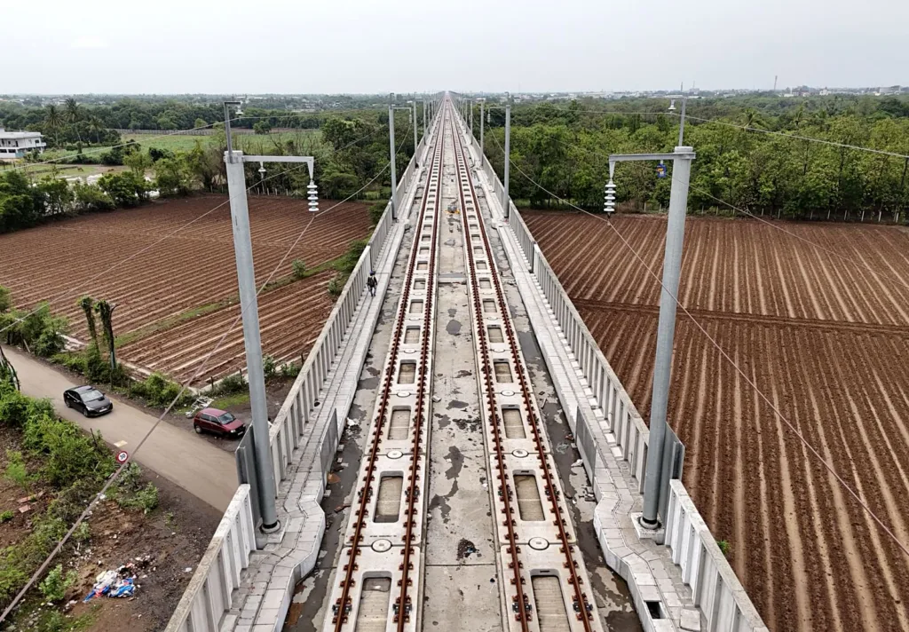 A view of the construction work as discussions between India and Japan on the Mumbai-Ahmedabad high-speed train are progressing well, on Friday. (Govt sources on India’s Bullet Train project/ANI Photo)