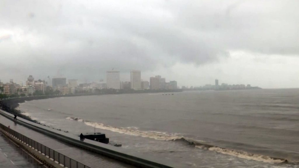 A view of the Marine Drive amid rainfall