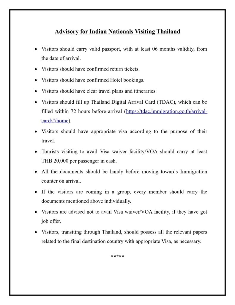 Thailand travel advisory: India issues 11-point checklist.(X/@IndiainThailand)