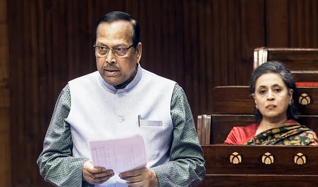 TMC MP Sukhendu Sekhar Roy in Rajya Sabha during the budget session of Parliament, in New Delhi/ ANI Video Grab
