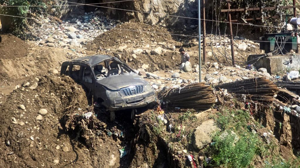 Heavy rain triggers landslides on the National Highway-244 in Doda