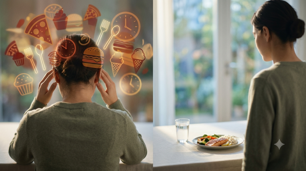 Food noise describes persistent thoughts about eating that may involve planning the next meal | AI generated