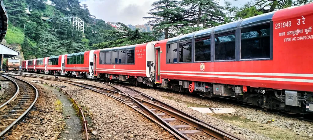 The Indian Railways trials the new Vista Dome train coaches on the Shimla-Kalka Heritage route on the speed of 25 kilometres per hour, in Shimla on Tuesday. The Kalka-Shimla railway line, spanning about 90 kilometres, is a UNESCO World Heritage site / ANI
