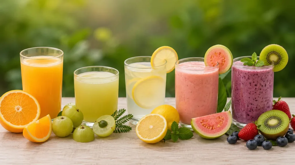 Representational image of drinks naturally containing Vitamin C.