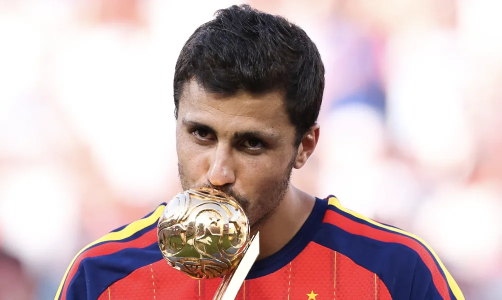 Midfield general Rodri claimed the Golden Ball after orchestrating Spain's title-winning campaign with consistent performances in the middle of the park. (X)