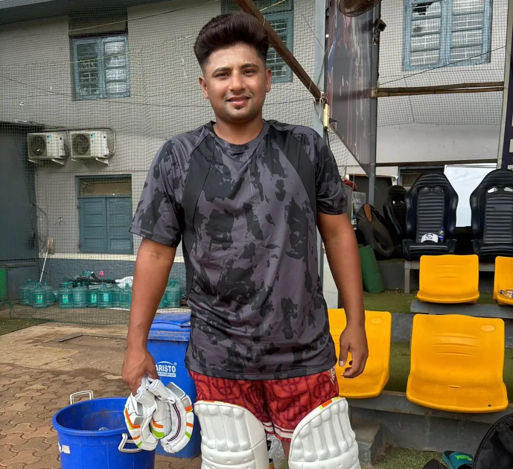 Sarfaraz Khan at work before the Duleep Trophy, set to play with his IPL captain Ruturaj Gaikwad