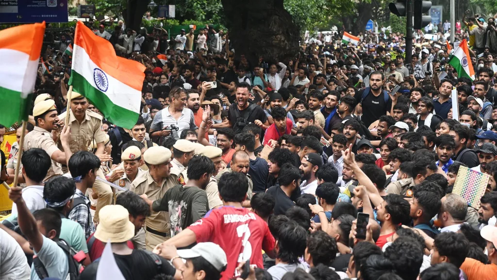 NEET paper leak protest march in New Delhi