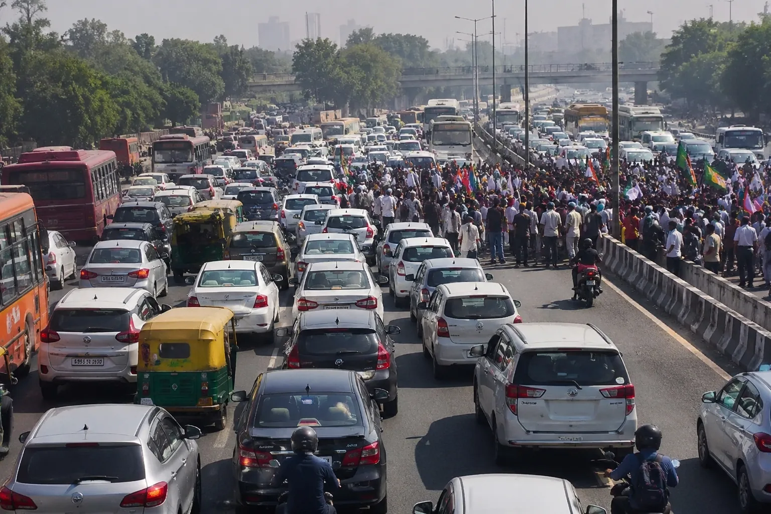 Delhi-NCR traffic hit by twin protests as youth, farmers block key routes