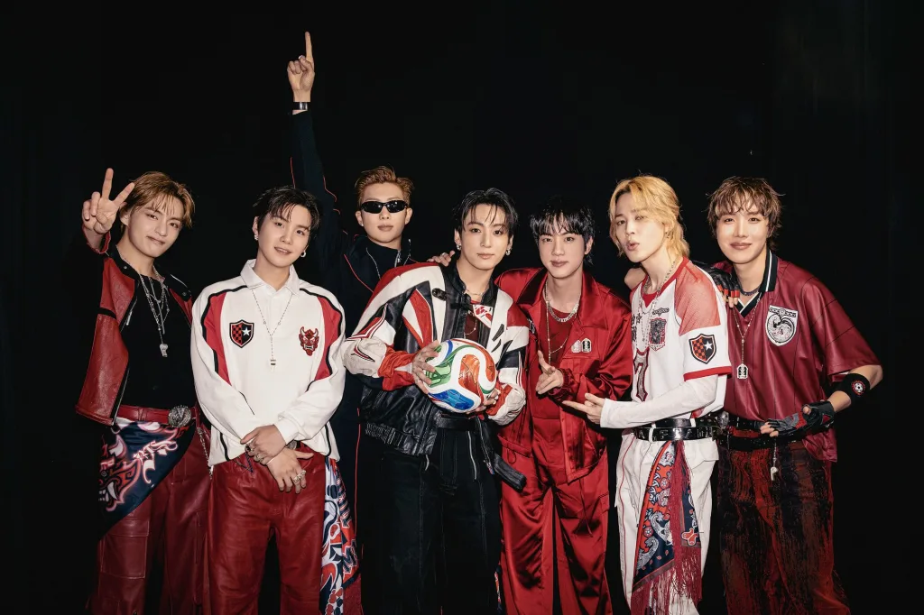 BTS members pose together as the group announces it will not submit Arirang for the 2027 Grammy Awards.